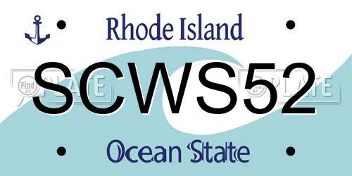 SCWS52 Rhode Island License Plate