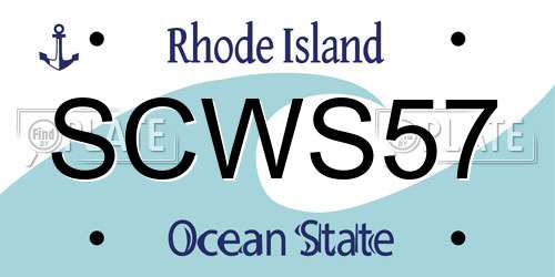 SCWS57 Rhode Island License Plate