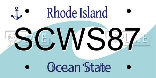 SCWS87 Rhode Island License Plate