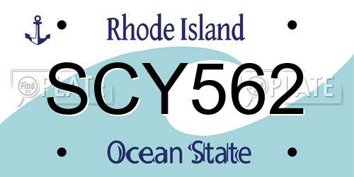 SCY562 Rhode Island License Plate