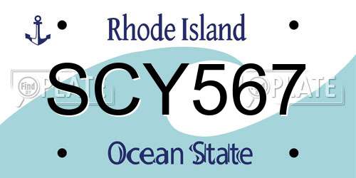 SCY567 Rhode Island License Plate