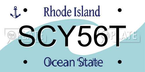 SCY56T Rhode Island License Plate