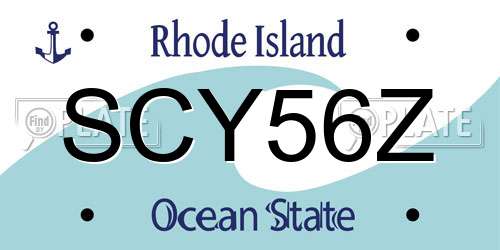 SCY56Z Rhode Island License Plate