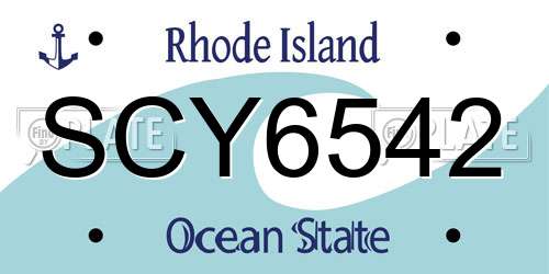SCY6542 Rhode Island License Plate