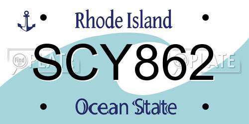 SCY862 Rhode Island License Plate