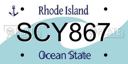 SCY867 Rhode Island License Plate