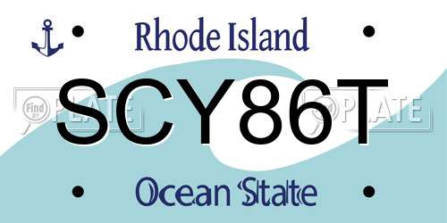 SCY86T Rhode Island License Plate