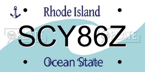 SCY86Z Rhode Island License Plate