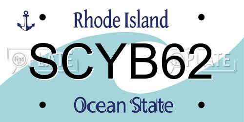 SCYB62 Rhode Island License Plate