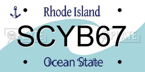 SCYB67 Rhode Island License Plate