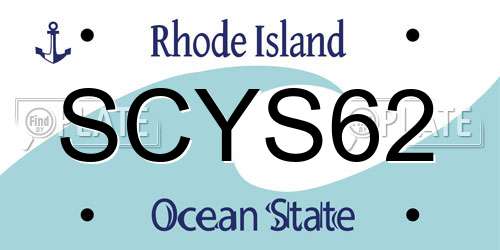 SCYS62 Rhode Island License Plate
