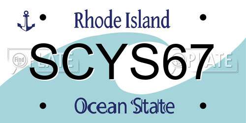 SCYS67 Rhode Island License Plate