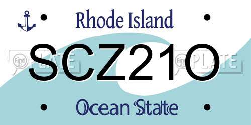 SCZ21O Rhode Island License Plate