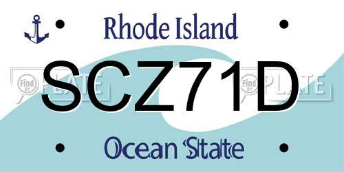 SCZ71D Rhode Island License Plate