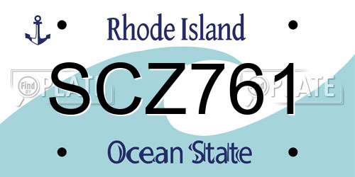 SCZ761 Rhode Island License Plate