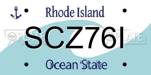 SCZ76I Rhode Island License Plate