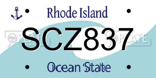 SCZ837 Rhode Island License Plate