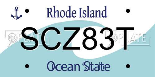 SCZ83T Rhode Island License Plate