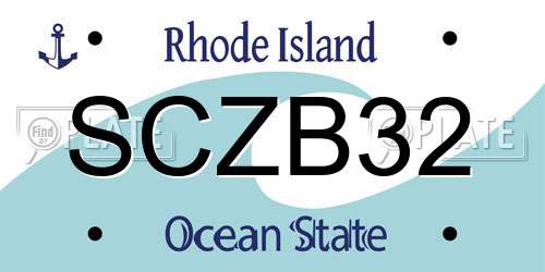 SCZB32 Rhode Island License Plate