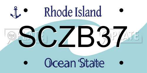 SCZB37 Rhode Island License Plate