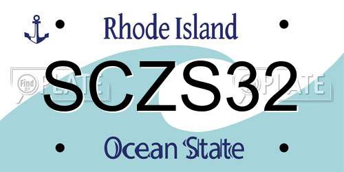 SCZS32 Rhode Island License Plate