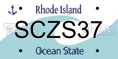 SCZS37 Rhode Island License Plate