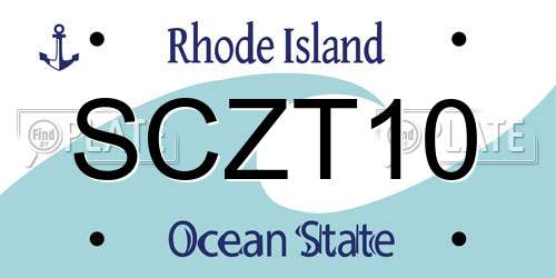 SCZT10 Rhode Island License Plate