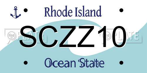 SCZZ10 Rhode Island License Plate
