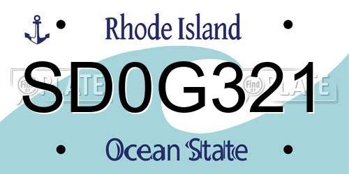 SD0G321 Rhode Island License Plate