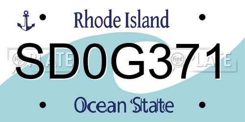 SD0G371 Rhode Island License Plate