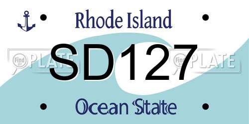 SD127 Rhode Island License Plate