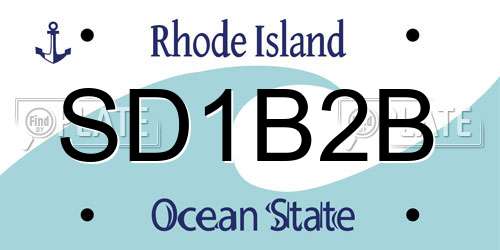 SD1B2B Rhode Island License Plate