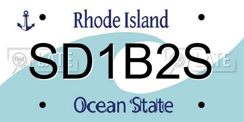 SD1B2S Rhode Island License Plate