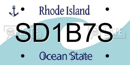 SD1B7S Rhode Island License Plate