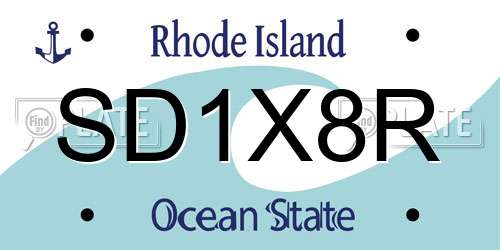 SD1X8R Rhode Island License Plate