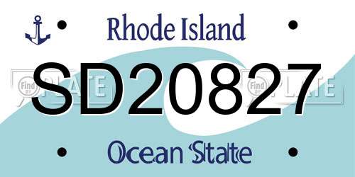 SD20827 Rhode Island License Plate