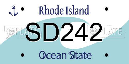 SD242 Rhode Island License Plate