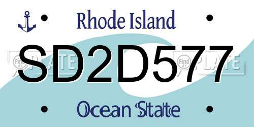 SD2D577 Rhode Island License Plate