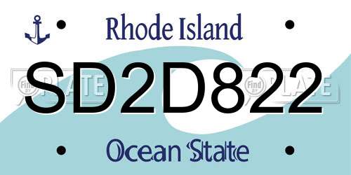 SD2D822 Rhode Island License Plate