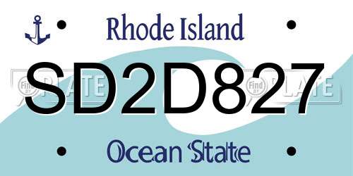 SD2D827 Rhode Island License Plate