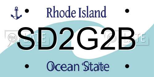 SD2G2B Rhode Island License Plate