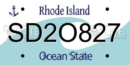 SD2O827 Rhode Island License Plate