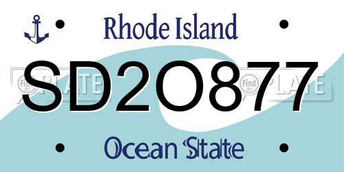 SD2O877 Rhode Island License Plate