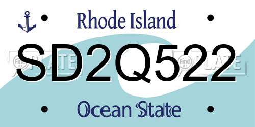 SD2Q522 Rhode Island License Plate