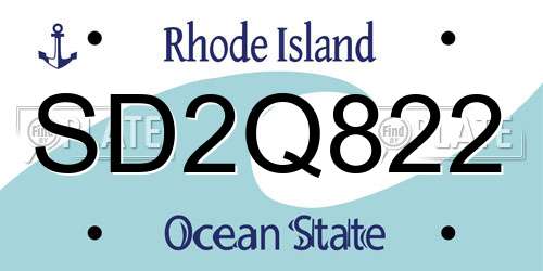 SD2Q822 Rhode Island License Plate