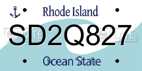 SD2Q827 Rhode Island License Plate