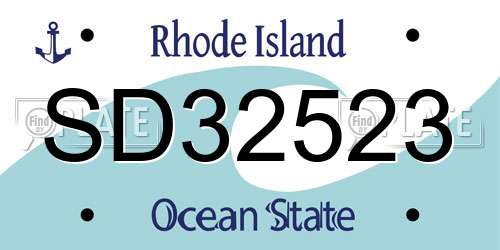 SD32523 Rhode Island License Plate