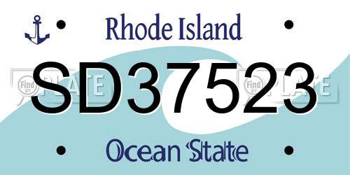 SD37523 Rhode Island License Plate