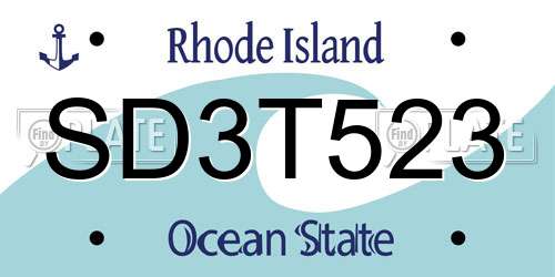 SD3T523 Rhode Island License Plate
