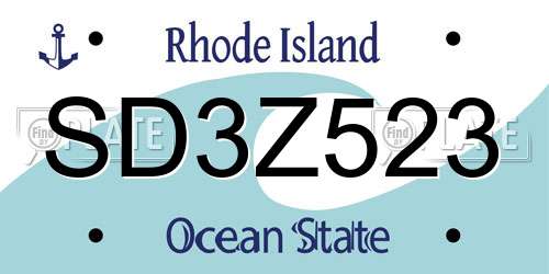 SD3Z523 Rhode Island License Plate